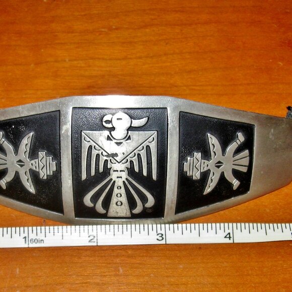 Vintage Nickel Silver Native American Style Thunderbird Buckle w Stretch Belt main image 14